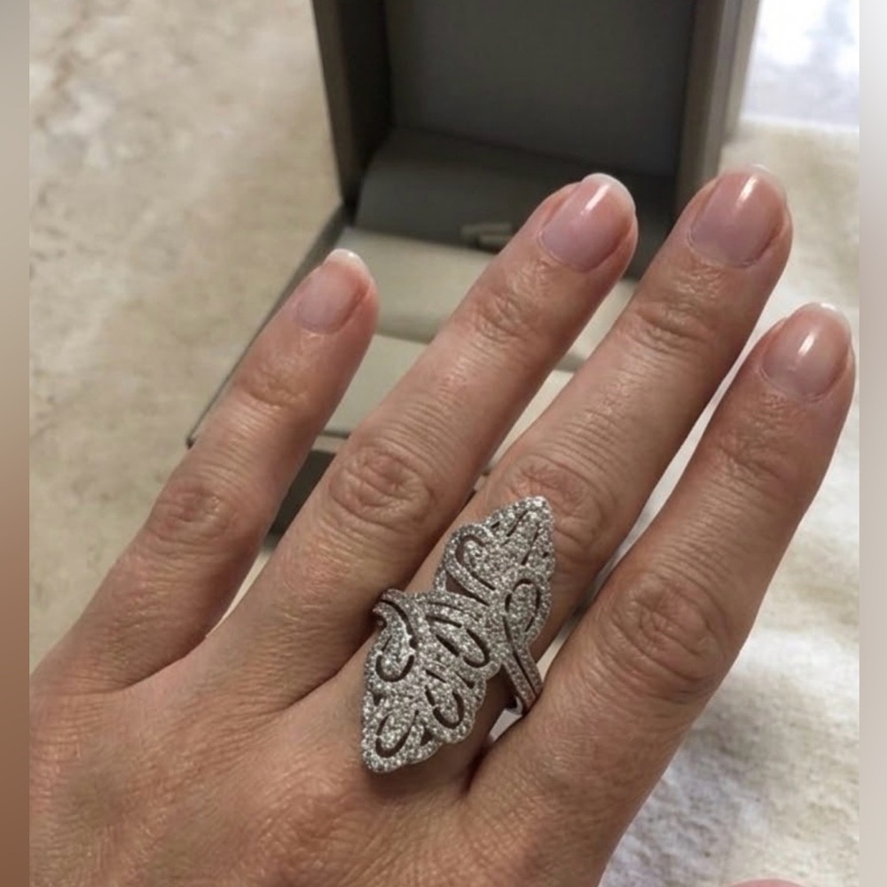 Silver Ring with Diamond Accents